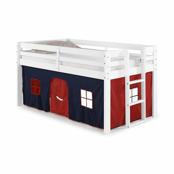 Kd Cama De Bebe Jasper Twin Junior Loft Bed White Frame Blue & Red Playhouse Tent KD3845428